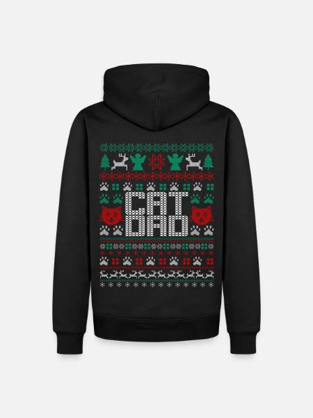Papa chat de Noël laid - Sweat à capuche Premium bio Homme - noir