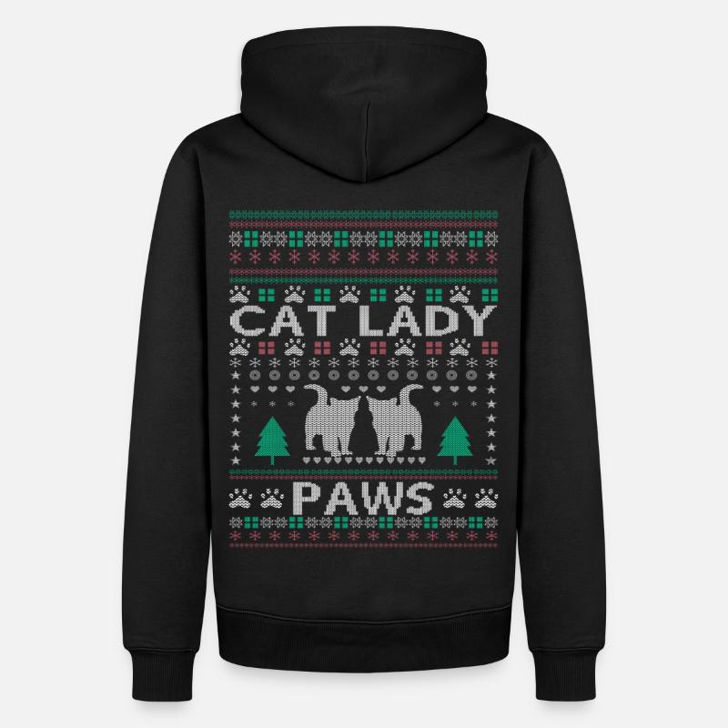 Dame chat de Noël - Sweat à capuche Premium bio Homme - noir
