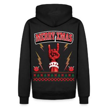 Ugly Christmas 8 Bit Pixel Rock et Heavy Metal - Sweat à capuche Premium bio Homme - noir - Dos - Nico (187cm)