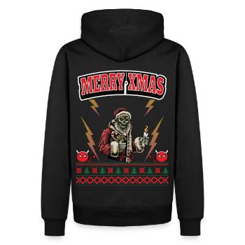 Ugly Christmas 8 Bit Pixel Rock et Heavy Metal - Sweat à capuche Premium bio Homme - noir - Dos - Nico (187cm)