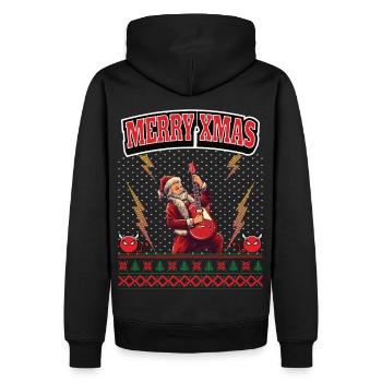 Ugly Christmas 8 Bit Pixel Rock und Heavy-Metal - Männer Premium Bio Hoodie - Schwarz - Hinten - Nico (187cm)