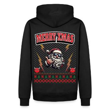 Ugly Christmas 8 Bit Pixel Rock et Heavy Metal - Sweat à capuche Premium bio Homme - noir - Dos - Nico (187cm)