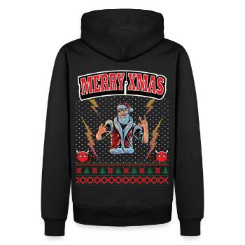 Ugly Christmas 8 Bit Pixel Rock und Heavy-Metal - Männer Premium Bio Hoodie - Schwarz - Hinten - Nico (187cm)