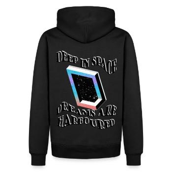 Penrose shape graphic design quote - Men’s Premium Organic Hoodie - black - Back - Nico (187cm)
