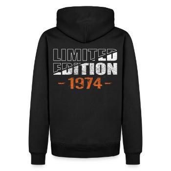 Édition limitée 1974 - Sweat à capuche Premium bio Homme - noir - Dos - Nico (187cm)