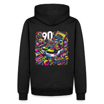 Rétro des années 90 - Sweat à capuche Premium bio Homme - noir - Dos - Nico (187cm)