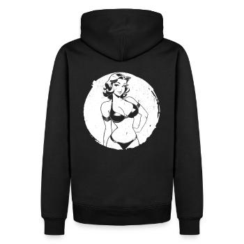 Pin-up Girl - Männer Premium Bio Hoodie - Schwarz - Hinten - Nico (187cm)