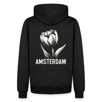 Amsterdam Tulipe Pays-Bas - Sweat à capuche Premium bio Homme - noir - Dos - Nico (187cm)