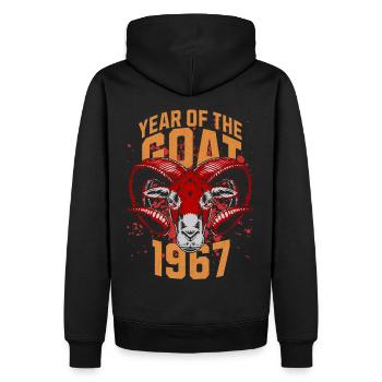 1967 - Jahr der Ziege - Chinesisches Sternzeichen - Männer Premium Bio Hoodie - Schwarz - Hinten - Nico (187cm)