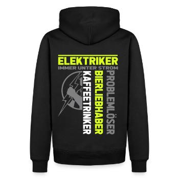 Elektriker immer unter Strom - Männer Premium Bio Hoodie - Schwarz - Hinten - Nico (187cm)