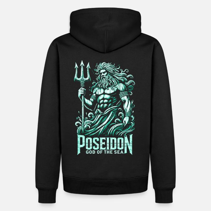 Poseidon - Gott der Meere - Männer Premium Bio Hoodie - Schwarz