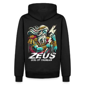 Zeus Greek god of thunder - Men’s Premium Organic Hoodie - black - Back - Nico (187cm)