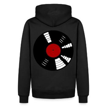 Disque vinyle rétro - Sweat à capuche Premium bio Homme - noir - Dos - Nico (187cm)