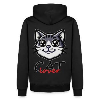 Cat Lover - Katzen Design - Men’s Premium Organic Hoodie - black - Back - Nico (187cm)