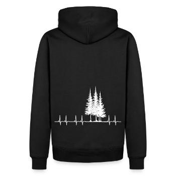 Herzschlag Wald Bäume EKG - Männer Premium Bio Hoodie - Schwarz - Hinten - Nico (187cm)