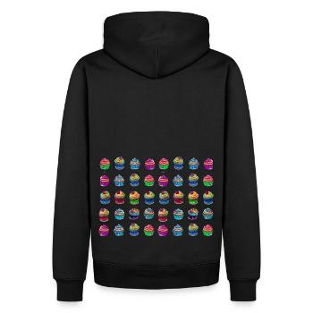 Lots of colorful muffins tartlets - Men’s Premium Organic Hoodie - black - Back - Nico (187cm)