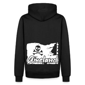 Cool Ameland Pirat Holland Hollum - Männer Premium Bio Hoodie - Schwarz - Hinten - Nico (187cm)