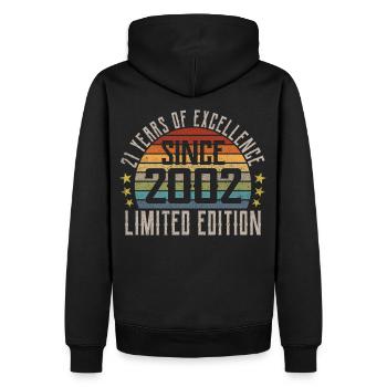Édition Limitée 2002 21ème Cadeau Anniversaire - Sweat à capuche Premium bio Homme - noir - Dos - Nico (187cm)