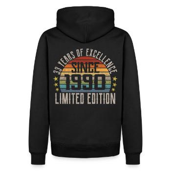 Limited Edition 1990 Geschenk Zum 33. Geburtstag - Männer Premium Bio Hoodie - Schwarz - Hinten - Nico (187cm)