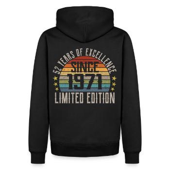 Limited Edition 1971 Geschenk Zum 52. Geburtstag - Männer Premium Bio Hoodie - Schwarz - Hinten - Nico (187cm)