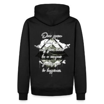Saying for the Person Behind You Happiness Mountain Graphic - Men’s Premium Organic Hoodie - black - Back - Nico (187cm)