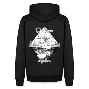 Spruch für die Person Hinter Dir Freundlichkeit - Männer Premium Bio Hoodie - Schwarz - Hinten - Nico (187cm)