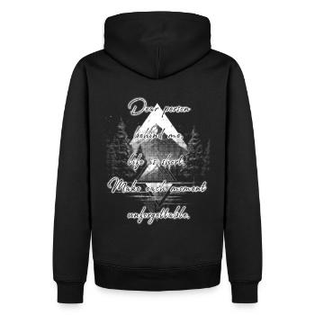 Spruch für die Person Hinter Dir Schöner Moment - Männer Premium Bio Hoodie - Schwarz - Hinten - Nico (187cm)