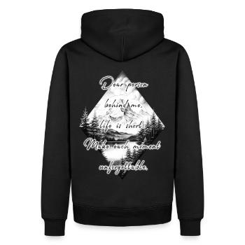 Spruch für die Person Hinter Dir Schöner Moment - Männer Premium Bio Hoodie - Schwarz - Hinten - Nico (187cm)