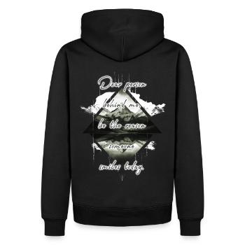 Dire pour la personne derrière vous Apportez un sourire - Sweat à capuche Premium bio Homme - noir - Dos - Nico (187cm)