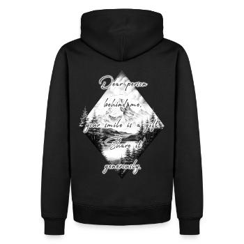 Dire pour la personne derrière vous Sourire Partager - Sweat à capuche Premium bio Homme - noir - Dos - Nico (187cm)