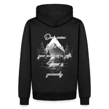 Dire pour la personne derrière vous Sourire Partager - Sweat à capuche Premium bio Homme - noir - Dos - Nico (187cm)