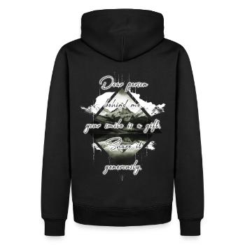 Dire pour la personne derrière vous Sourire Partager - Sweat à capuche Premium bio Homme - noir - Dos - Nico (187cm)