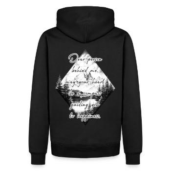 Saying for the Person Behind You Happiness Mountain Graphic - Men’s Premium Organic Hoodie - black - Back - Nico (187cm)