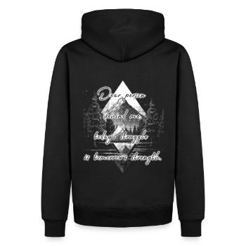 Dire pour la personne derrière vous Force Dire - Sweat à capuche Premium bio Homme - noir - Dos - Nico (187cm)