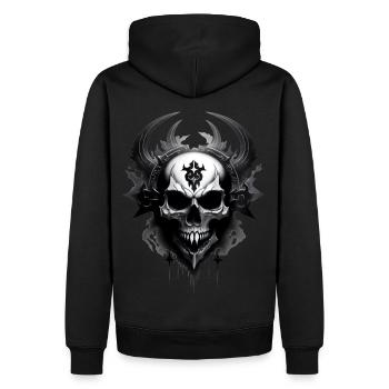Chaos symbol skull - Men’s Premium Organic Hoodie - black - Back - Nico (187cm)