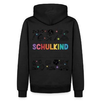 Schulkind Personalisierbar Name Schule Geschenk - Männer Premium Bio Hoodie - Schwarz - Hinten - Nico (187cm)