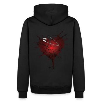 Risse Herz und Sicherheitsnadeln Geschenk - Männer Premium Bio Hoodie - Schwarz - Hinten - Nico (187cm)