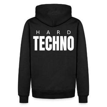 Hard Techno Back Print - Sweat à capuche Premium bio Homme - noir - Dos - Nico (187cm)