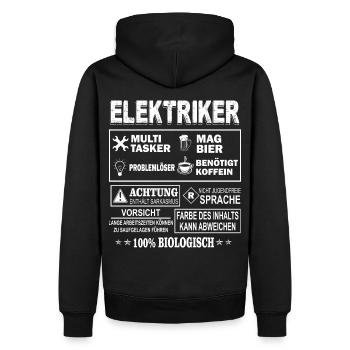 ELEKTRIKER Multitasker - Männer Premium Bio Hoodie - Schwarz - Hinten - Nico (187cm)