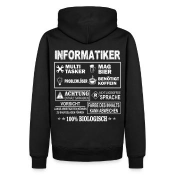 INFORMATIKER Multitasker - Männer Premium Bio Hoodie - Schwarz - Hinten - Nico (187cm)
