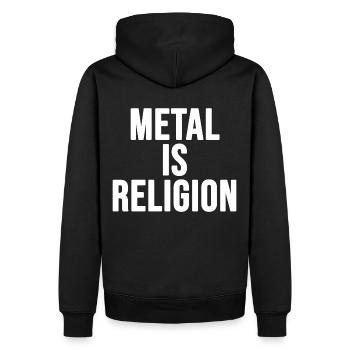Heavy Metal Spruch Metal Is Religion Headbanger - Männer Premium Bio Hoodie - Schwarz - Hinten - Nico (187cm)