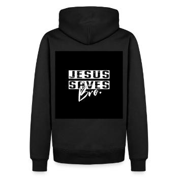 Jesus Saves Bro Gesichtsmaske Kontrastmaske Christ - Männer Premium Bio Hoodie - Schwarz - Hinten - Nico (187cm)