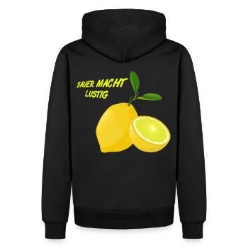 Citron, aigre fait plaisir, fruits citron FUN - Sweat à capuche Premium bio Homme - noir - Dos - Nico (187cm)