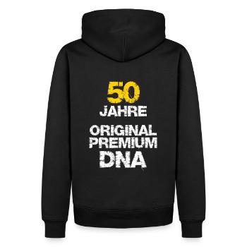 50 Jahre Original Premium DNA 50. Geburtstag - Männer Premium Bio Hoodie - Schwarz - Hinten - Nico (187cm)