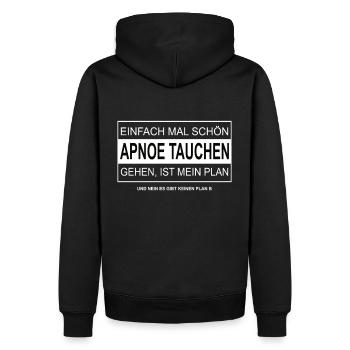 Einfach mal schön APNOE TAUCHEN gehen - Männer Premium Bio Hoodie - Schwarz - Hinten - Nico (187cm)