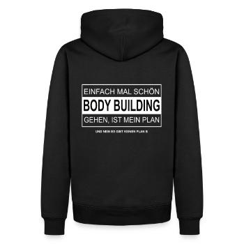 Einfach mal schön zum BODY BUILDING gehen - Männer Premium Bio Hoodie - Schwarz - Hinten - Nico (187cm)