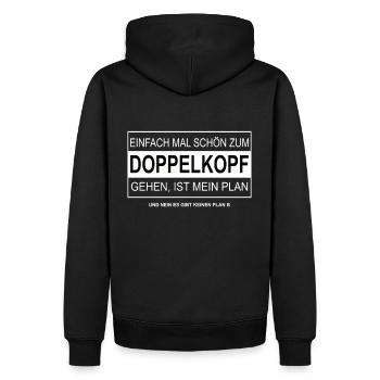 Einfach mal schön zum DOPPELKOPF gehen - Männer Premium Bio Hoodie - Schwarz - Hinten - Nico (187cm)