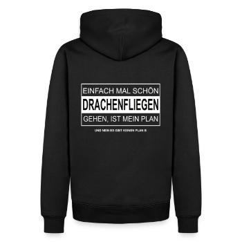 Einfach mal schön zum DRACHENFLIEGEN gehen - Männer Premium Bio Hoodie - Schwarz - Hinten - Nico (187cm)