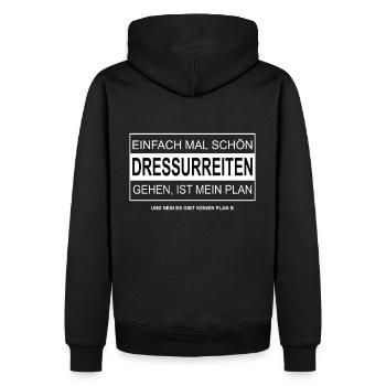 Einfach mal schön zum DRESSURREITEN gehen - Männer Premium Bio Hoodie - Schwarz - Hinten - Nico (187cm)