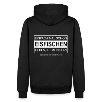 Einfach mal schön EISFISCHEN gehen - Männer Premium Bio Hoodie - Schwarz - Hinten - Nico (187cm)